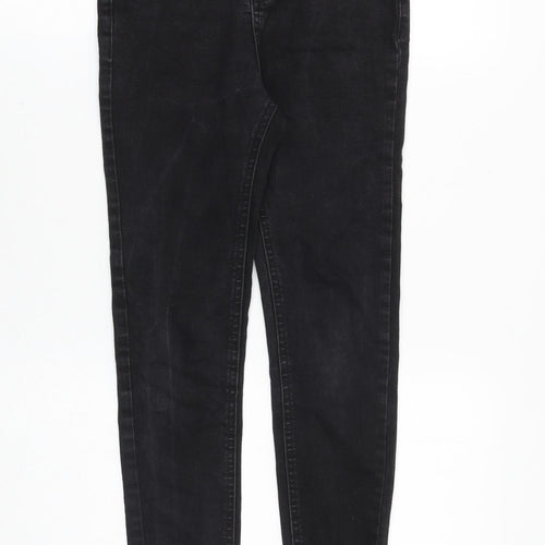 George Girls Black Cotton Skinny Jeans Size 11-12 Years Regular Zip