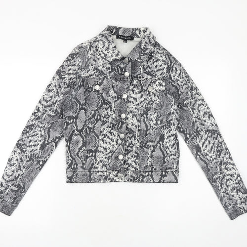 Parisian Womens Grey Animal Print Jacket Size 8 Button - Snake Pattern