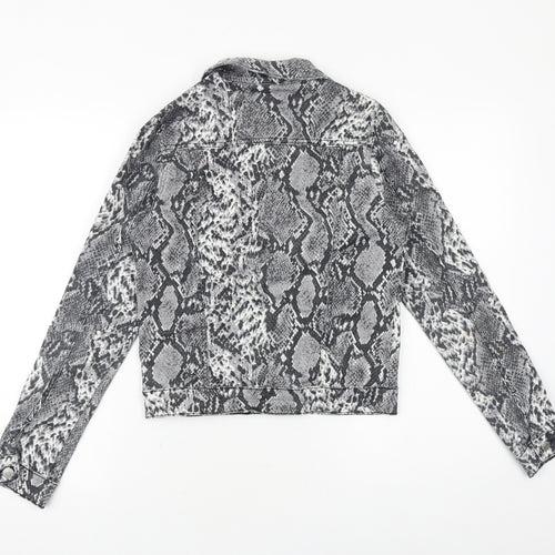 Parisian Womens Grey Animal Print Jacket Size 8 Button - Snake Pattern