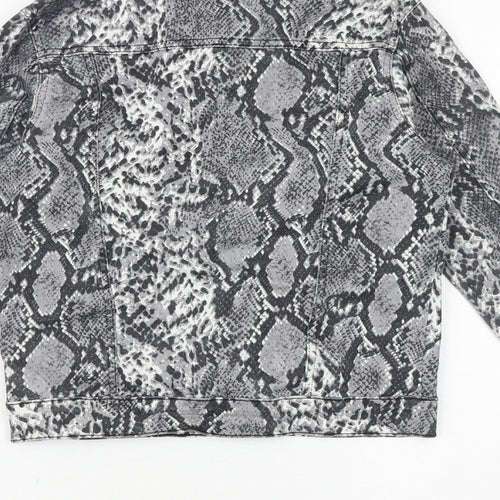 Parisian Womens Grey Animal Print Jacket Size 8 Button - Snake Pattern