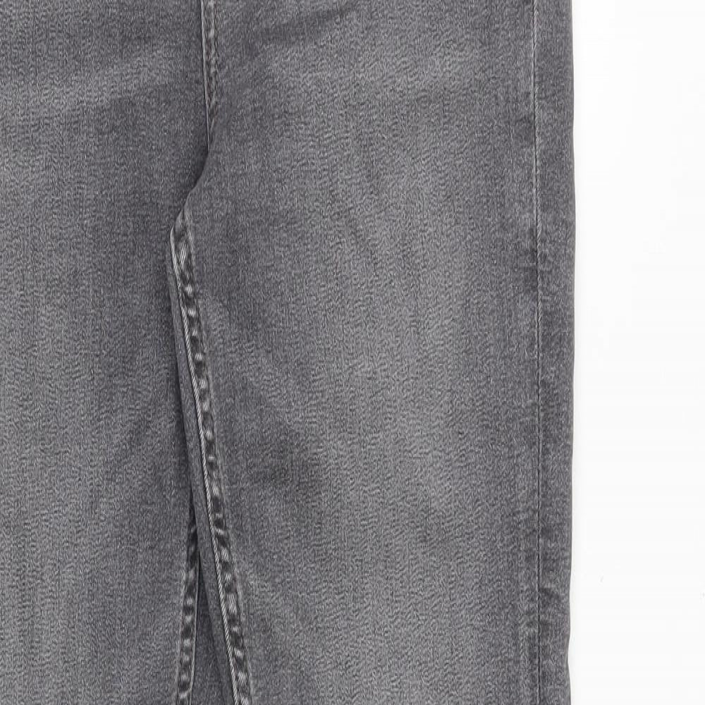 Marks and Spencer Womens Grey Cotton Straight Jeans Size 10 Slim Zip