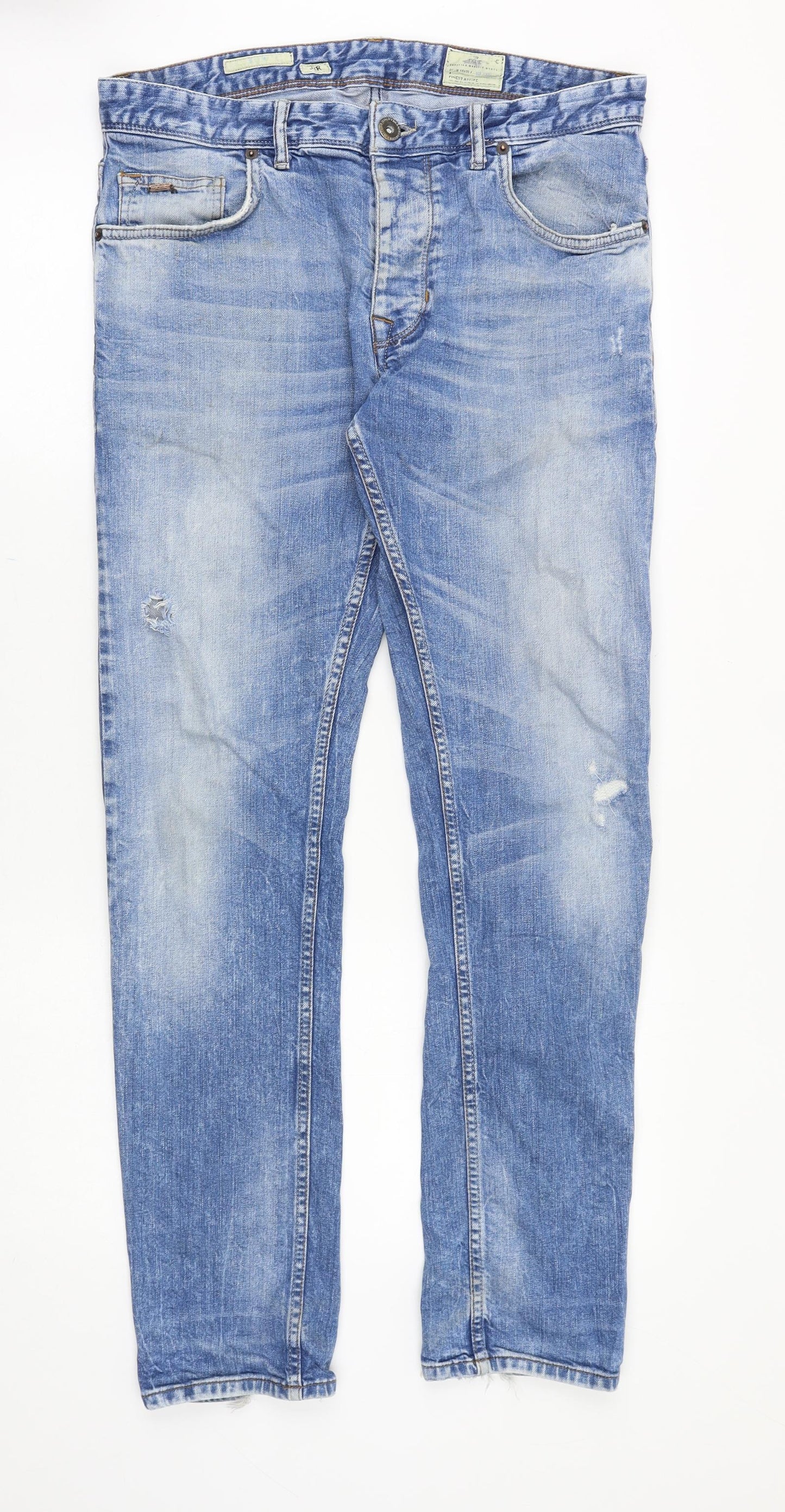NEXT Mens Blue Cotton Straight Jeans Size 32 in Regular Zip