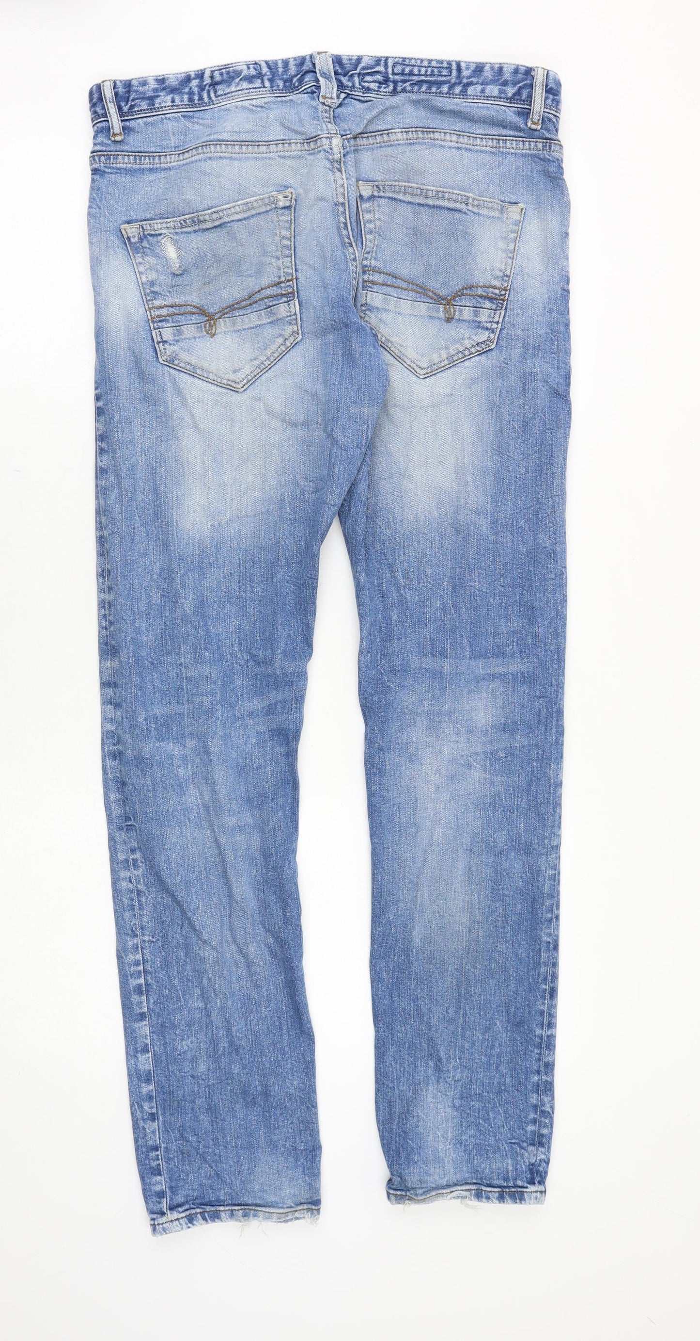 NEXT Mens Blue Cotton Straight Jeans Size 32 in Regular Zip