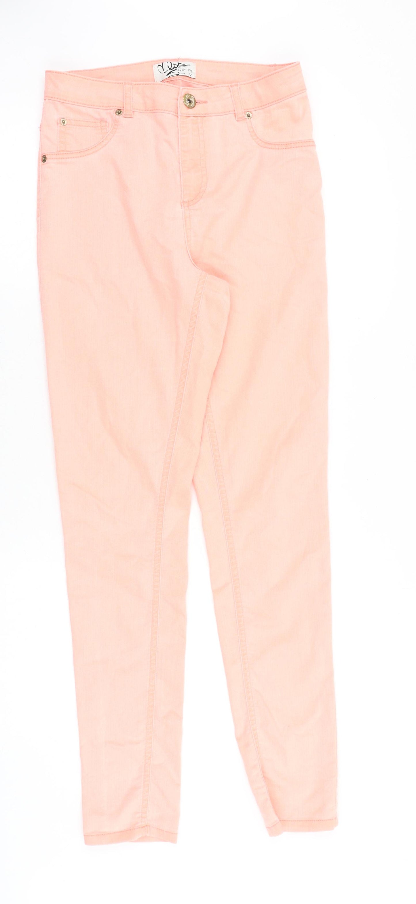 Miss Denim Womens Pink Cotton Skinny Jeans Size 12 Slim Zip