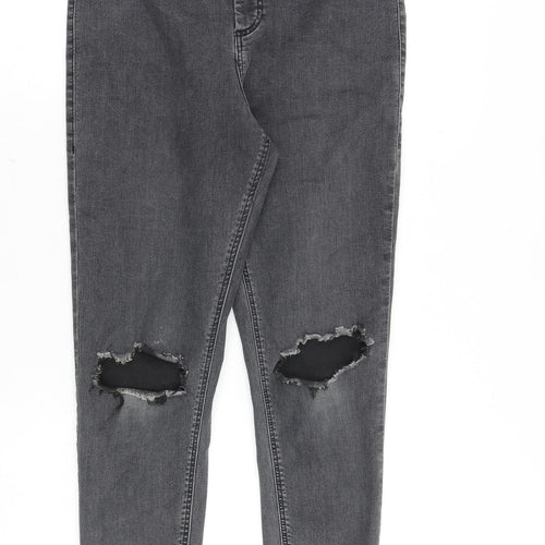 Topshop Womens Grey Cotton Skinny Jeans Size 32 in Slim Zip