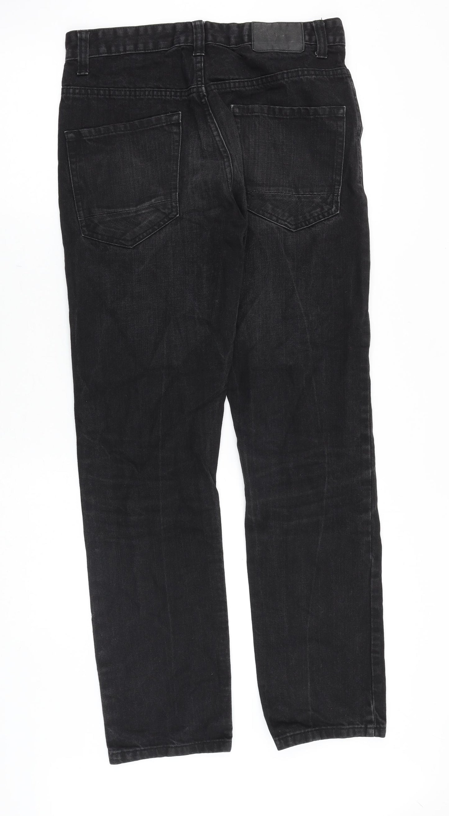 TU Mens Black Cotton Straight Jeans Size 30 in Regular Zip