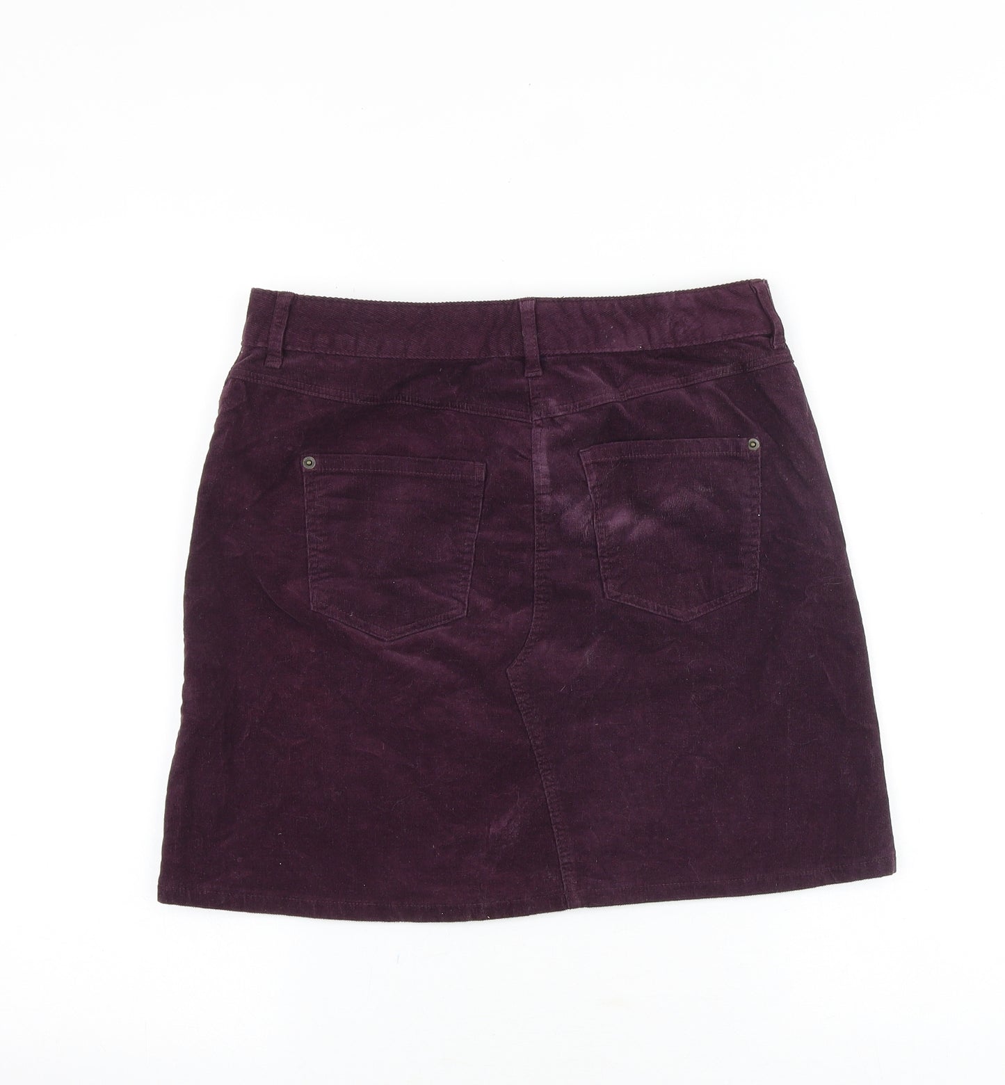 Marks and Spencer Womens Purple Cotton Mini Skirt Size 10 Zip