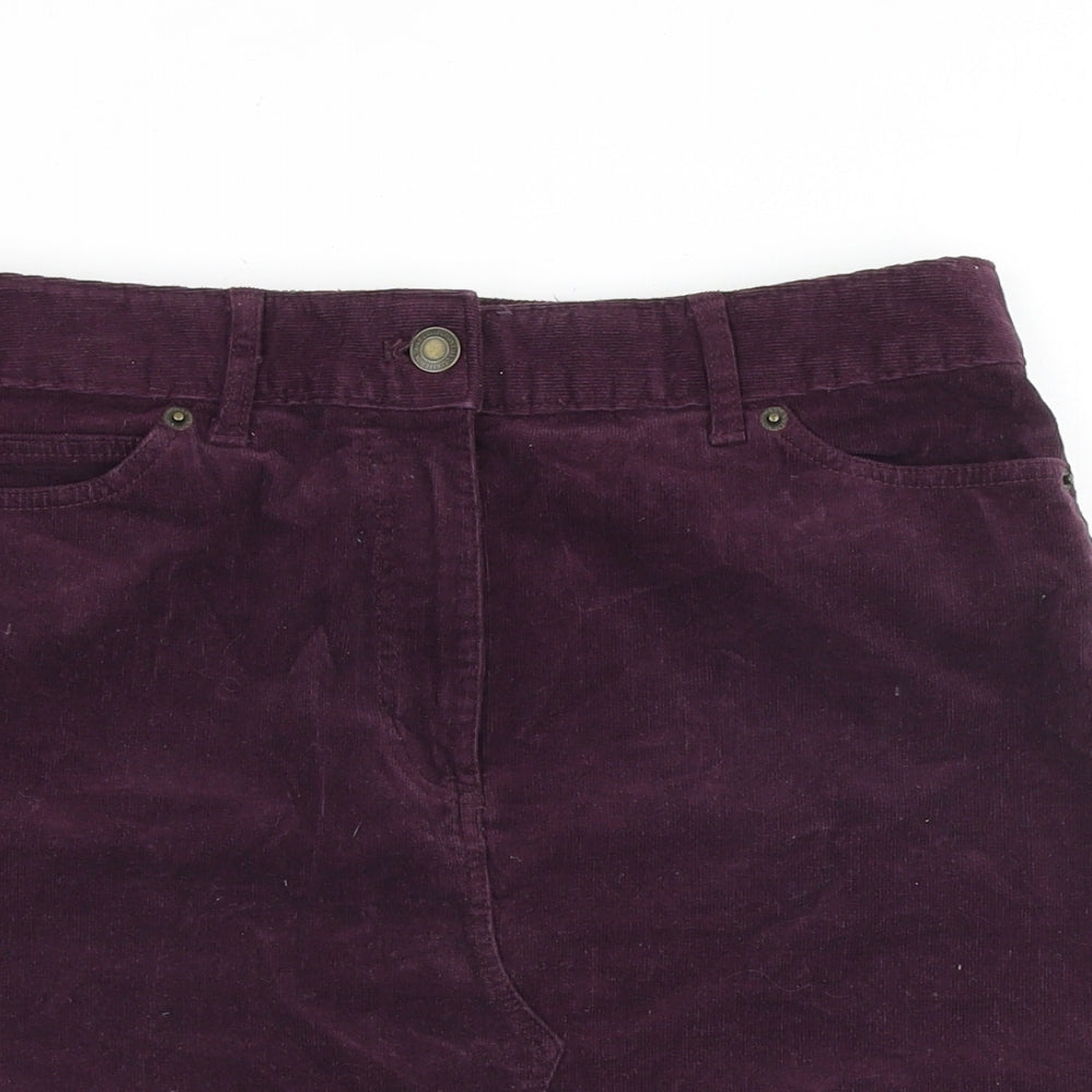 Marks and Spencer Womens Purple Cotton Mini Skirt Size 10 Zip
