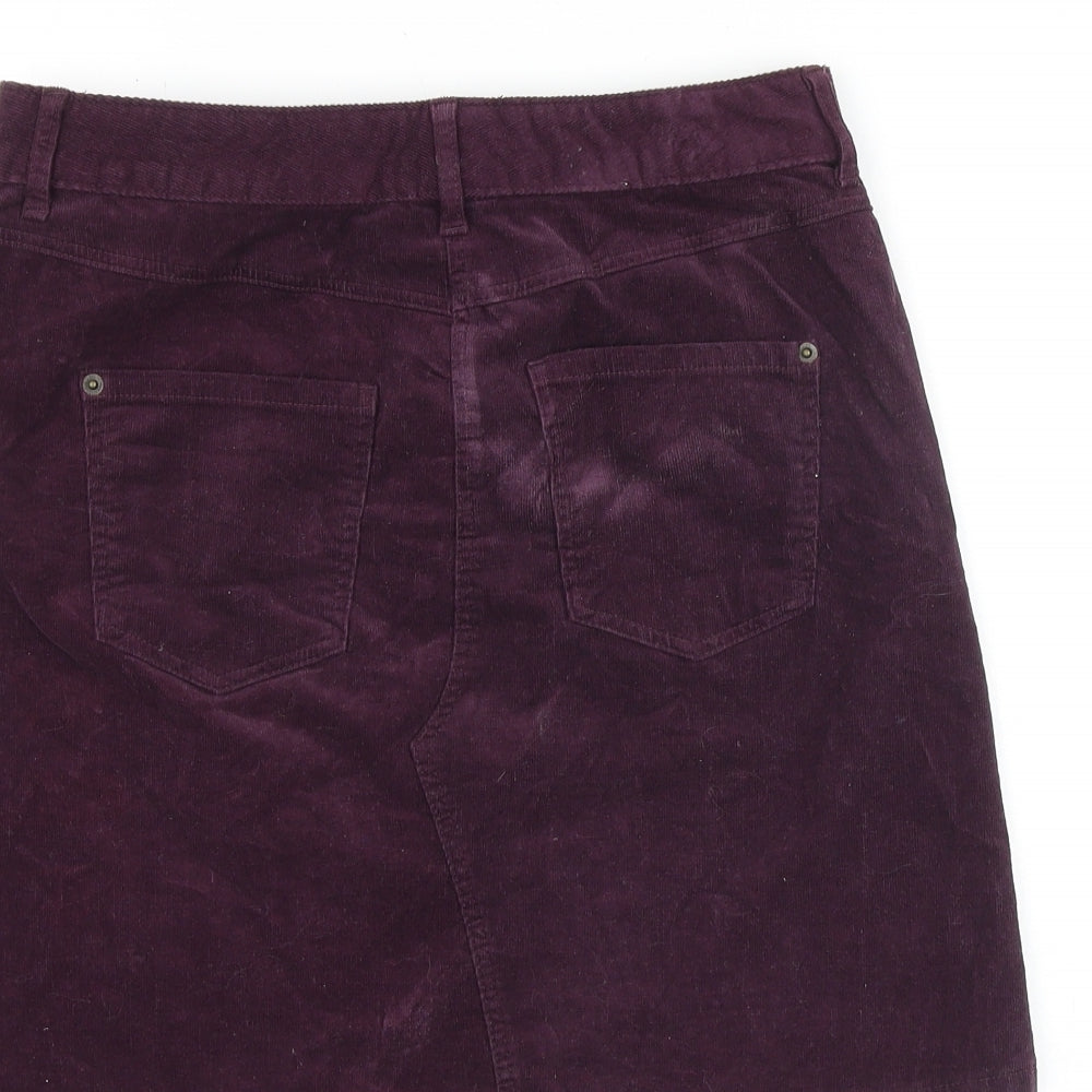 Marks and Spencer Womens Purple Cotton Mini Skirt Size 10 Zip