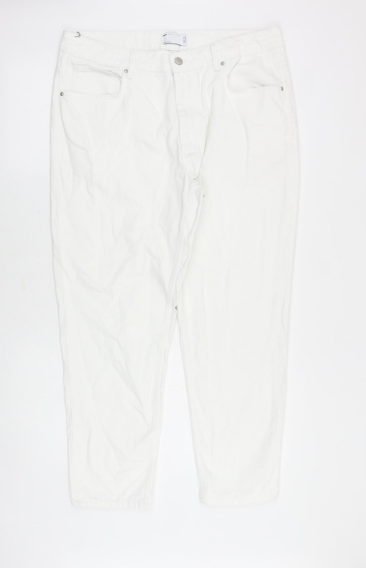 ASOS Mens White Cotton Straight Jeans Size 36 in Regular Zip
