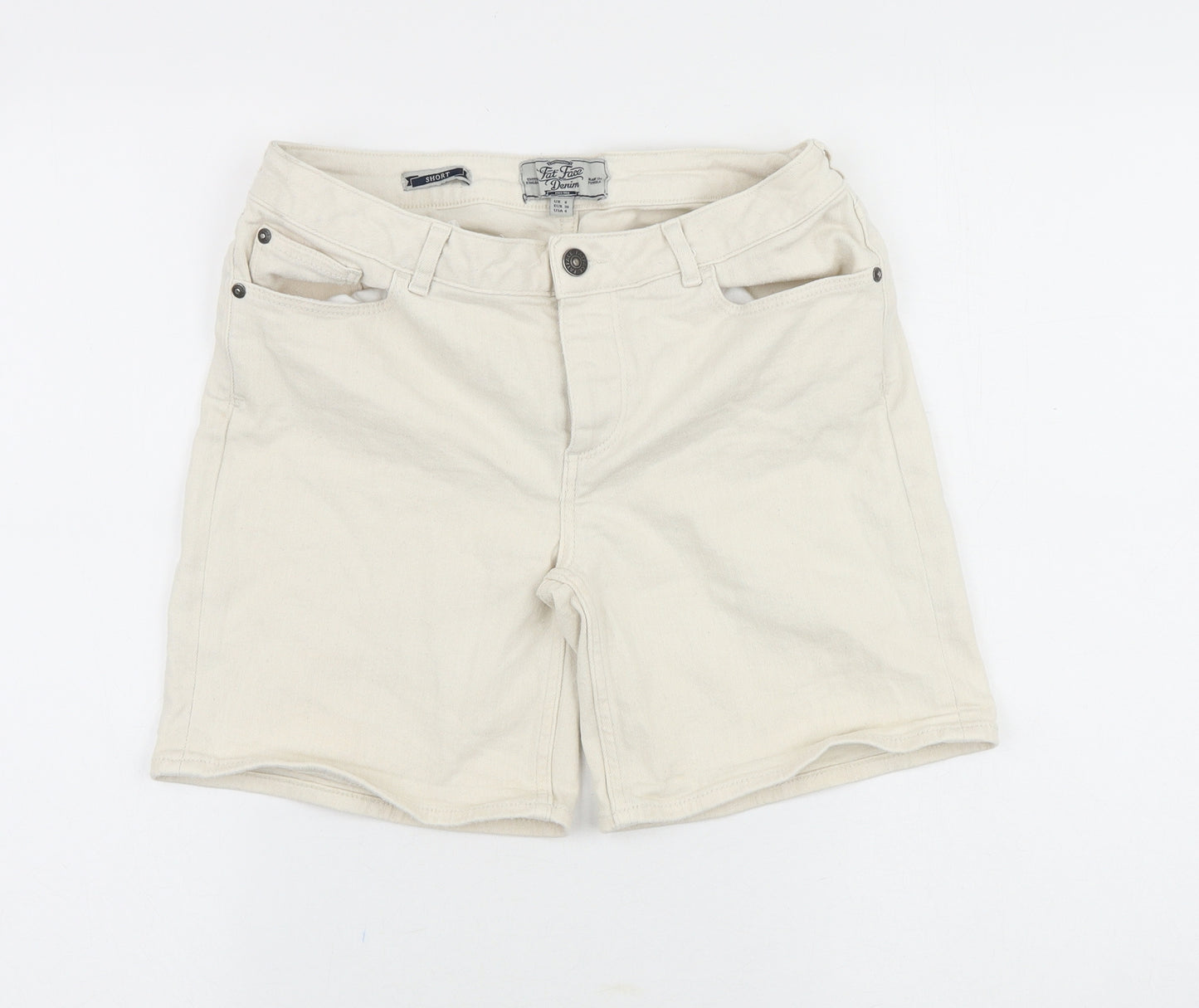 Fat Face Womens Beige Cotton Boyfriend Shorts Size 8 Regular Zip