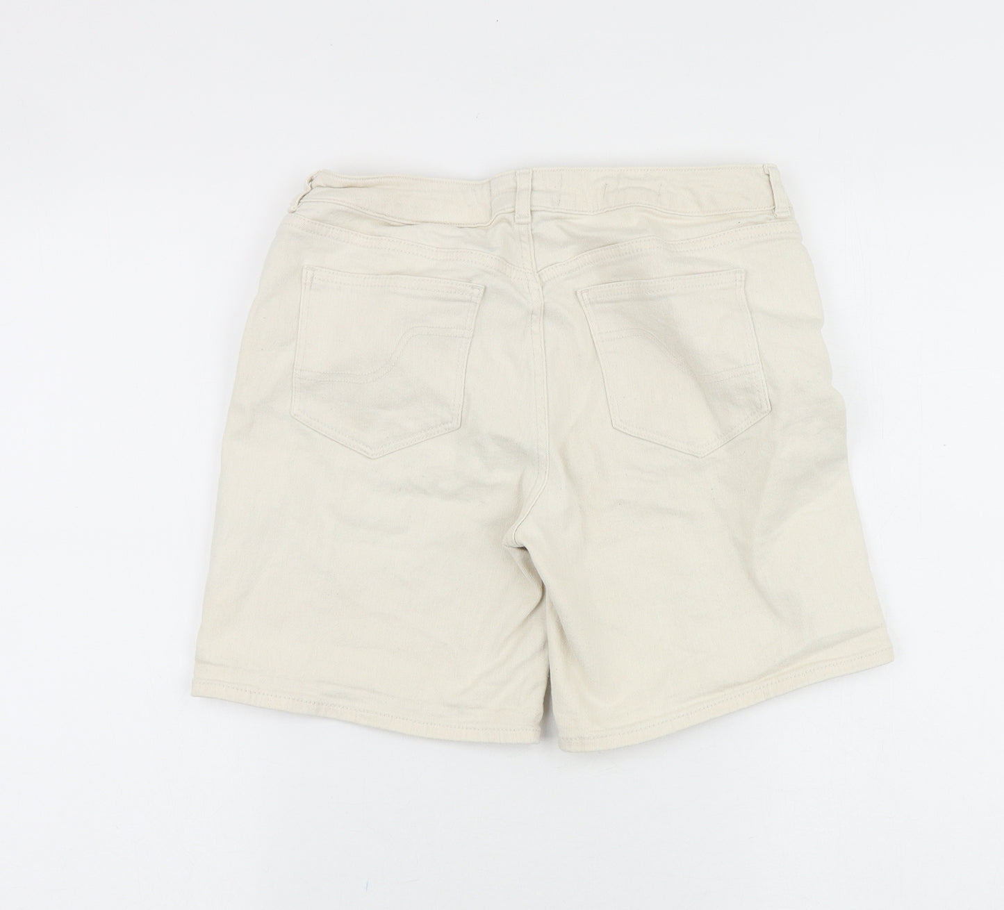 Fat Face Womens Beige Cotton Boyfriend Shorts Size 8 Regular Zip