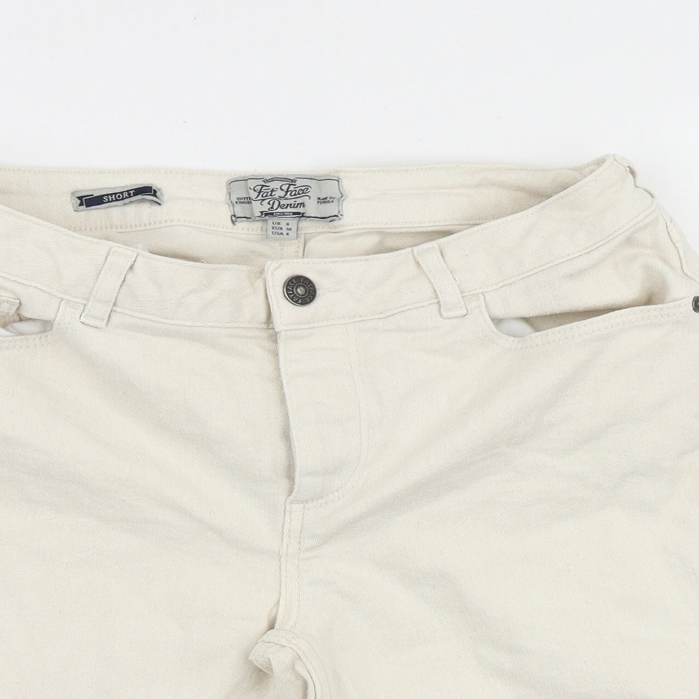 Fat Face Womens Beige Cotton Boyfriend Shorts Size 8 Regular Zip