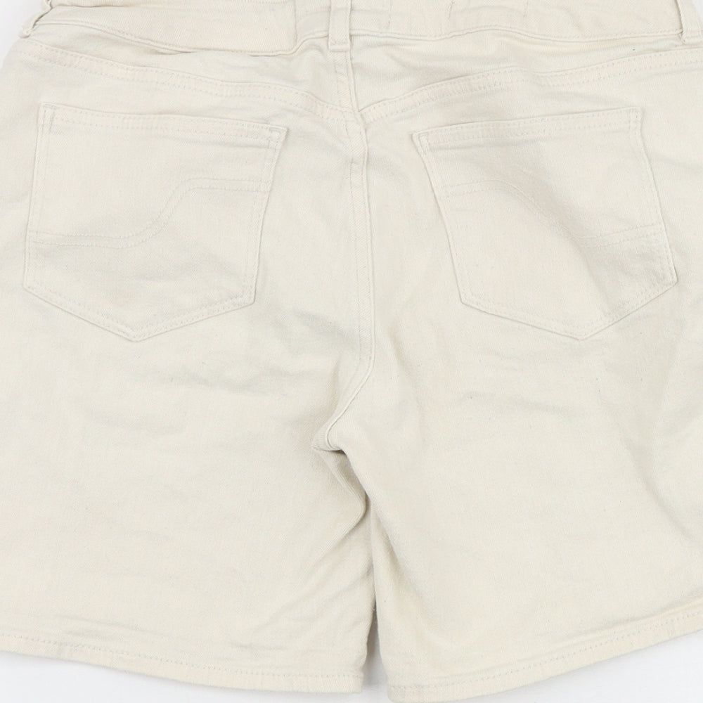 Fat Face Womens Beige Cotton Boyfriend Shorts Size 8 Regular Zip