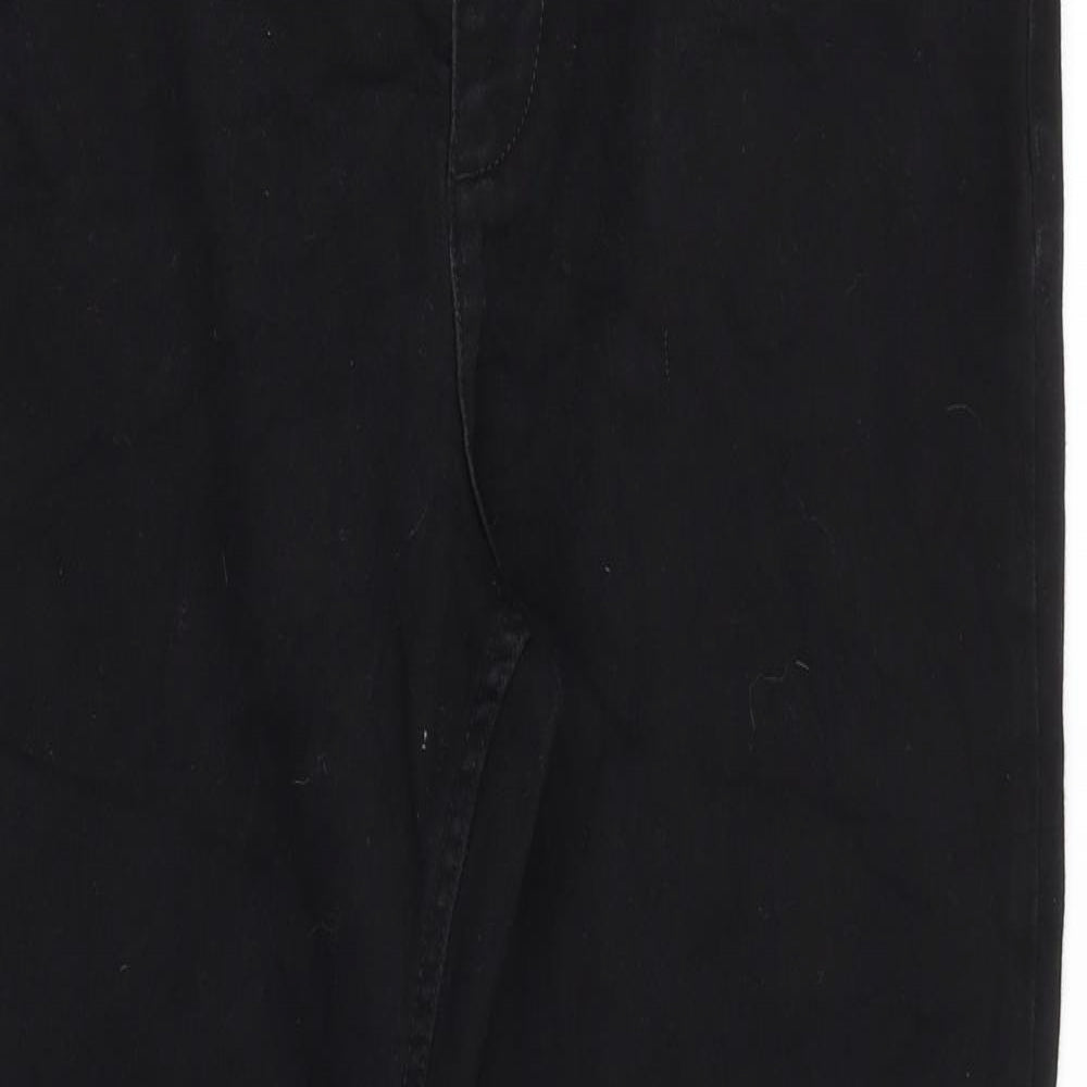 Marks and Spencer Womens Black Cotton Straight Jeans Size 16 Regular Zip