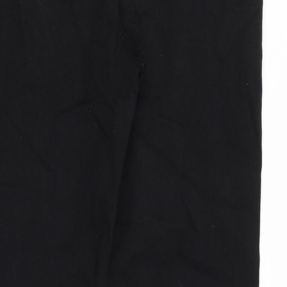 Marks and Spencer Womens Black Cotton Straight Jeans Size 16 Regular Zip