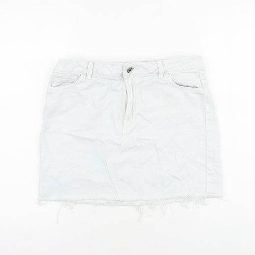 Denim & Co. Womens Blue Cotton Mini Skirt Size 8 Zip