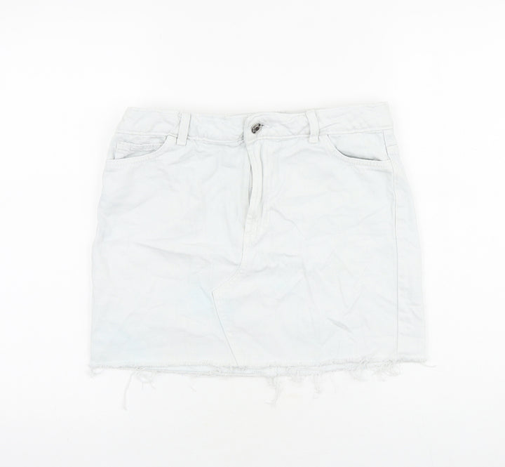 Denim & Co. Womens Blue Cotton Mini Skirt Size 8 Zip