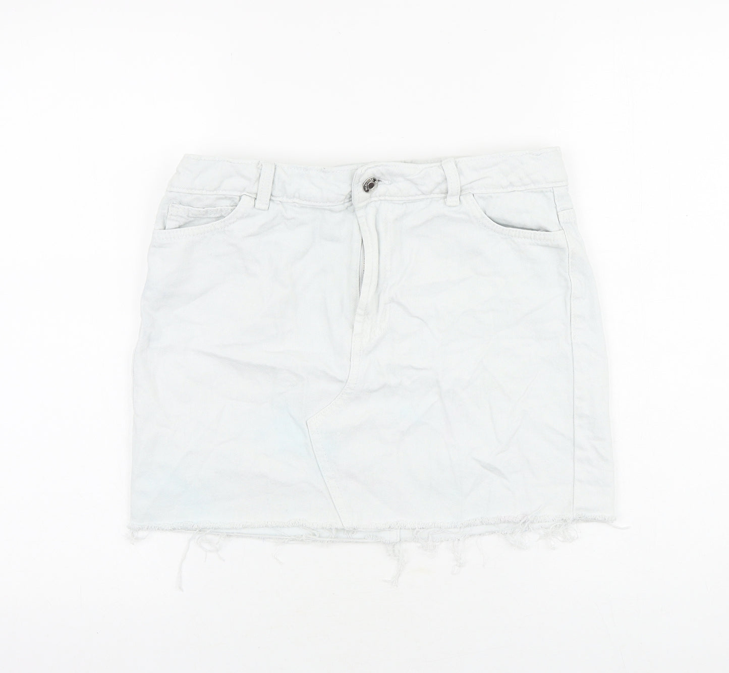 Denim & Co. Womens Blue Cotton Mini Skirt Size 8 Zip