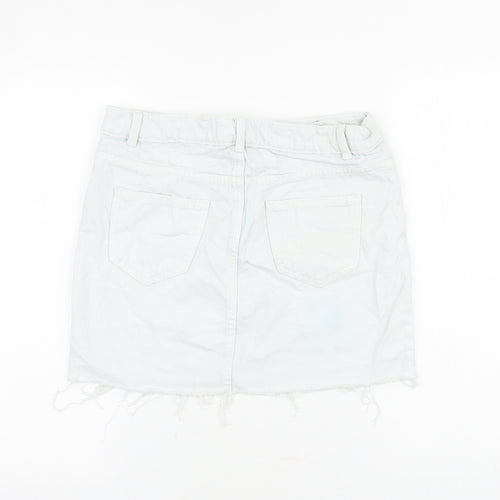 Denim & Co. Womens Blue Cotton Mini Skirt Size 8 Zip