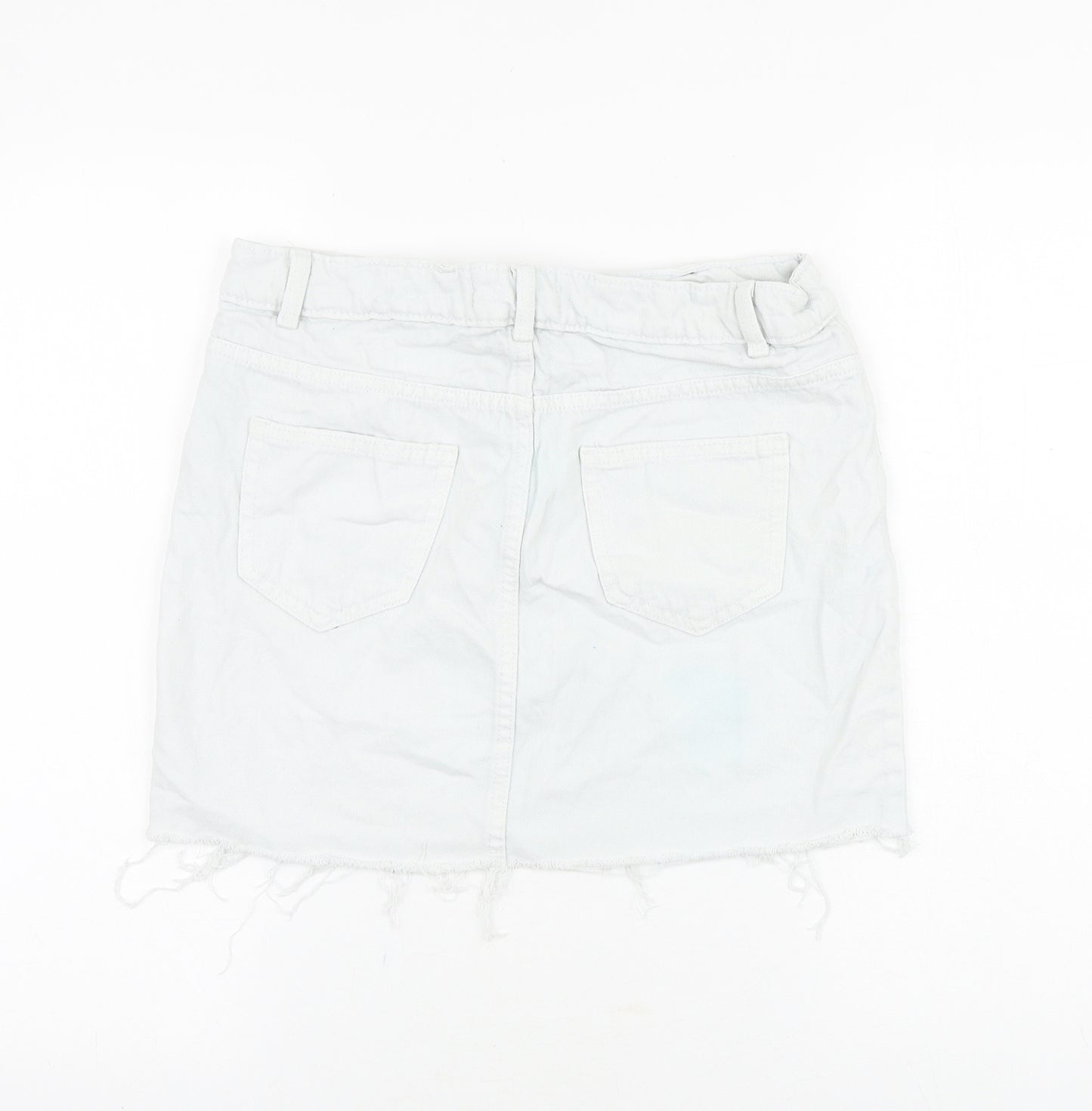 Denim & Co. Womens Blue Cotton Mini Skirt Size 8 Zip