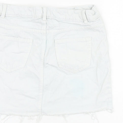 Denim & Co. Womens Blue Cotton Mini Skirt Size 8 Zip
