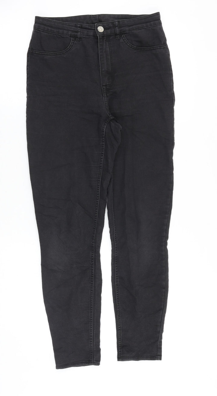 H&M Womens Black Cotton Skinny Jeans Size 8 Slim Zip