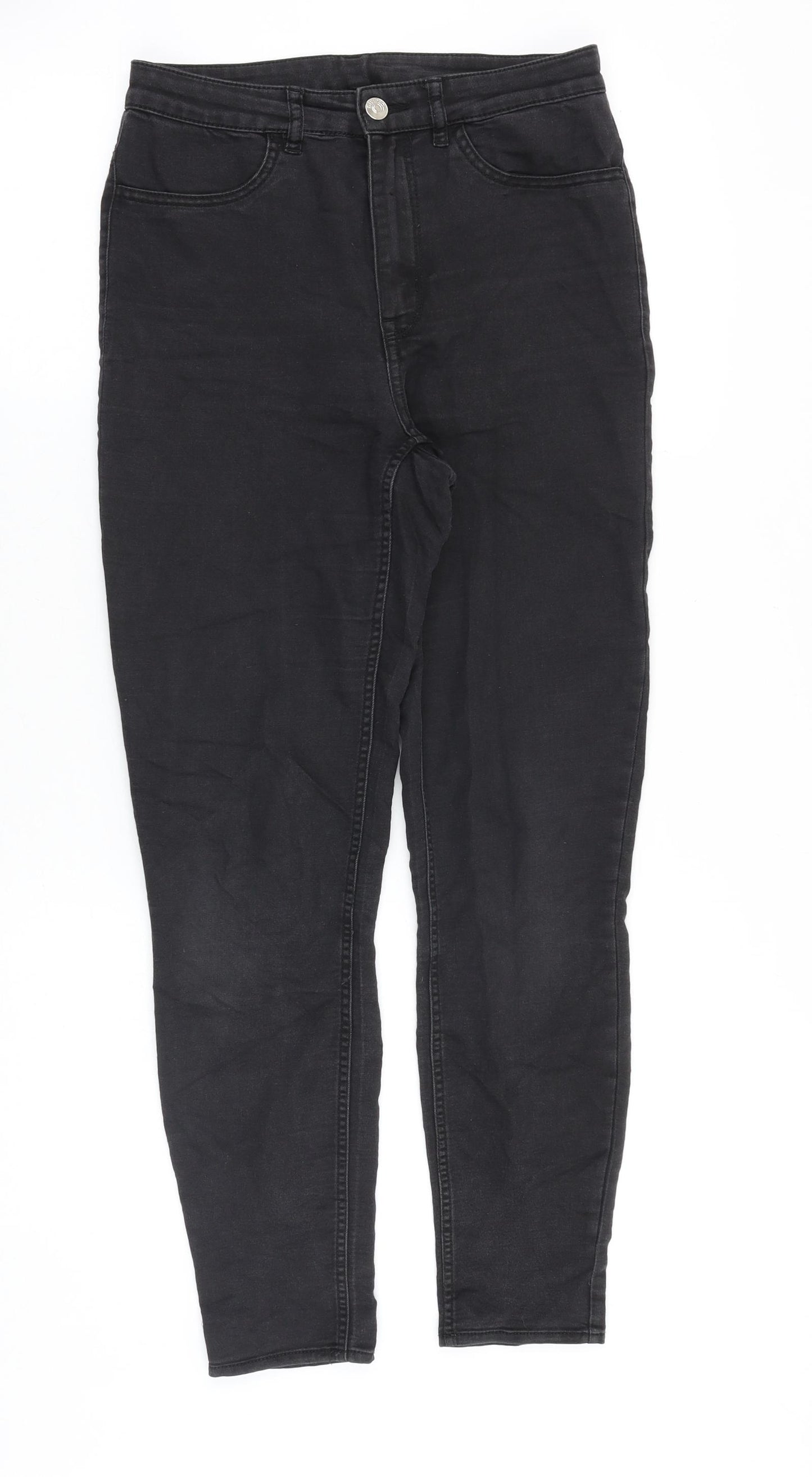 H&M Womens Black Cotton Skinny Jeans Size 8 Slim Zip
