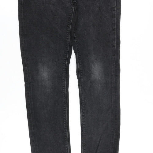 River Island Womens Black Cotton Straight Jeans Size 28 in Slim Zip