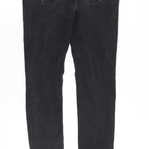 River Island Womens Black Cotton Straight Jeans Size 28 in Slim Zip