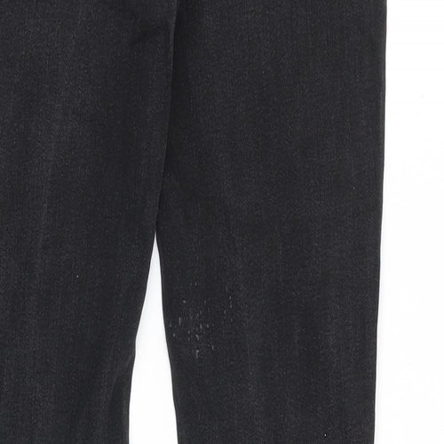 River Island Womens Black Cotton Straight Jeans Size 28 in Slim Zip