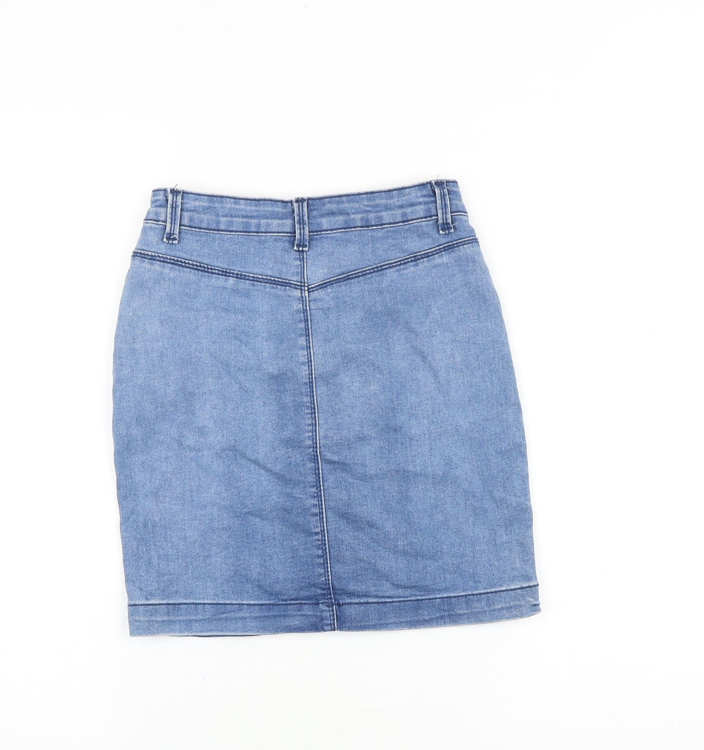 Missguided Womens Blue Cotton Straight & Pencil Skirt Size 6 Zip