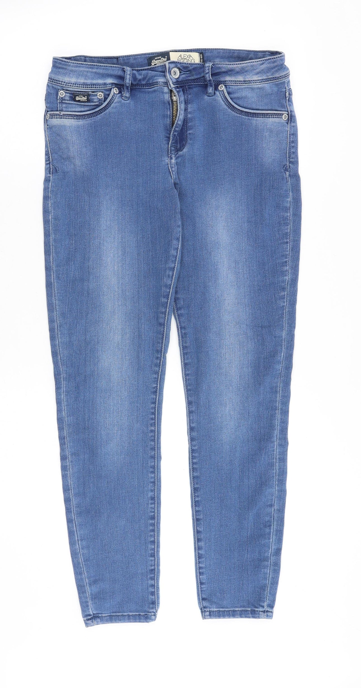Superdry Womens Blue Cotton Skinny Jeans Size 30 in Regular Zip