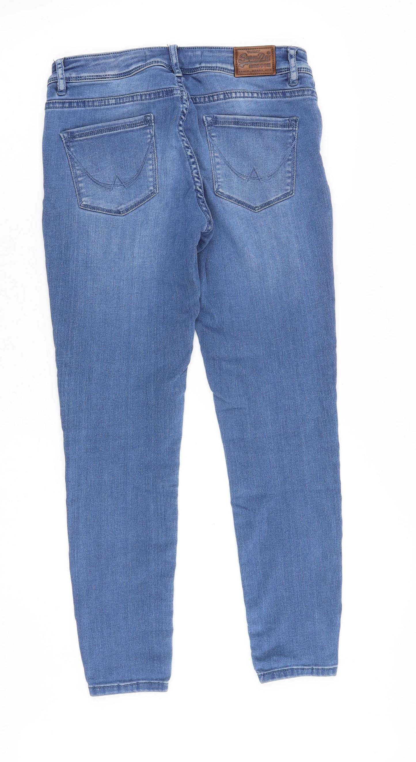 Superdry Womens Blue Cotton Skinny Jeans Size 30 in Regular Zip