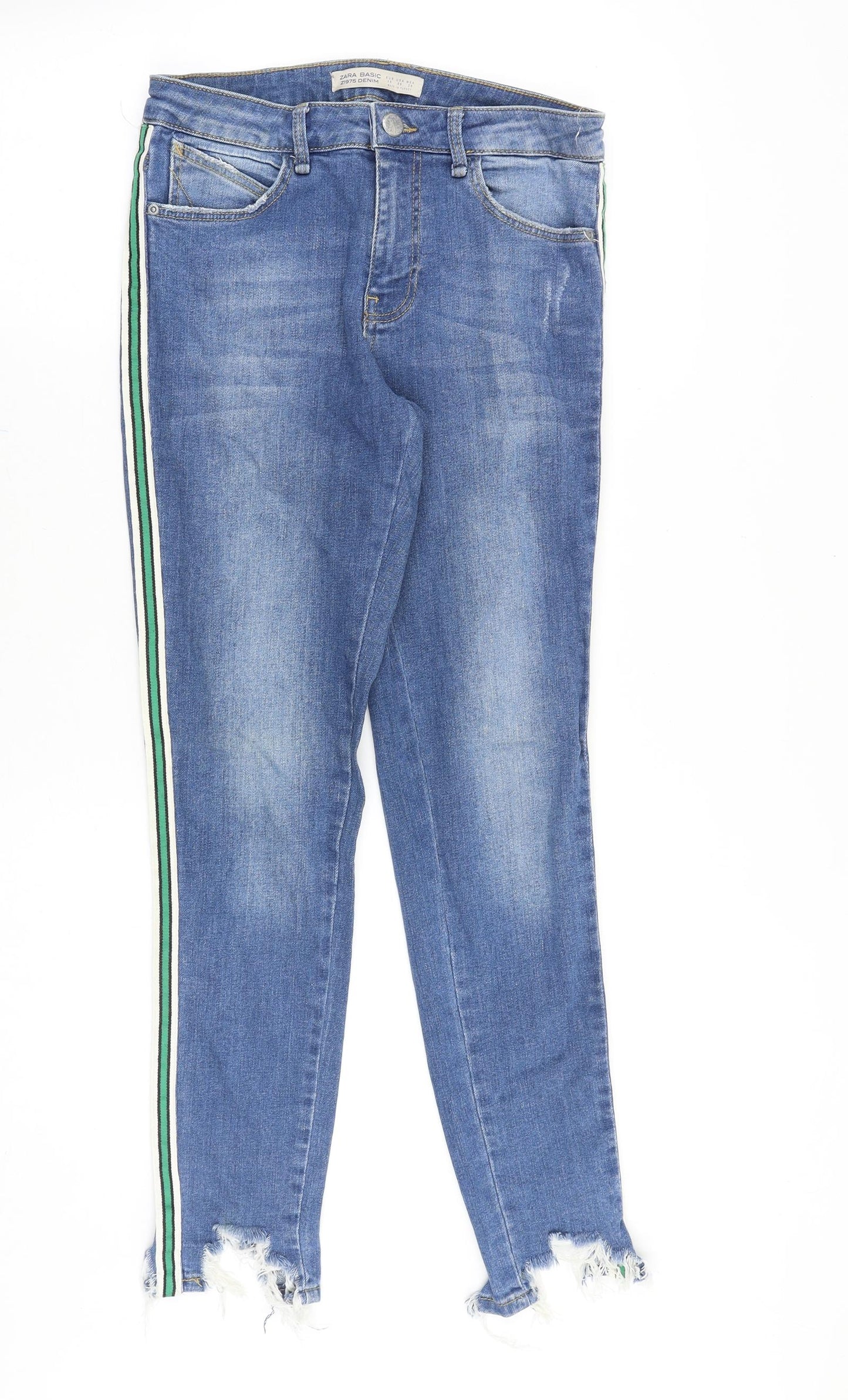 Zara Womens Blue Cotton Skinny Jeans Size 10 Slim Zip