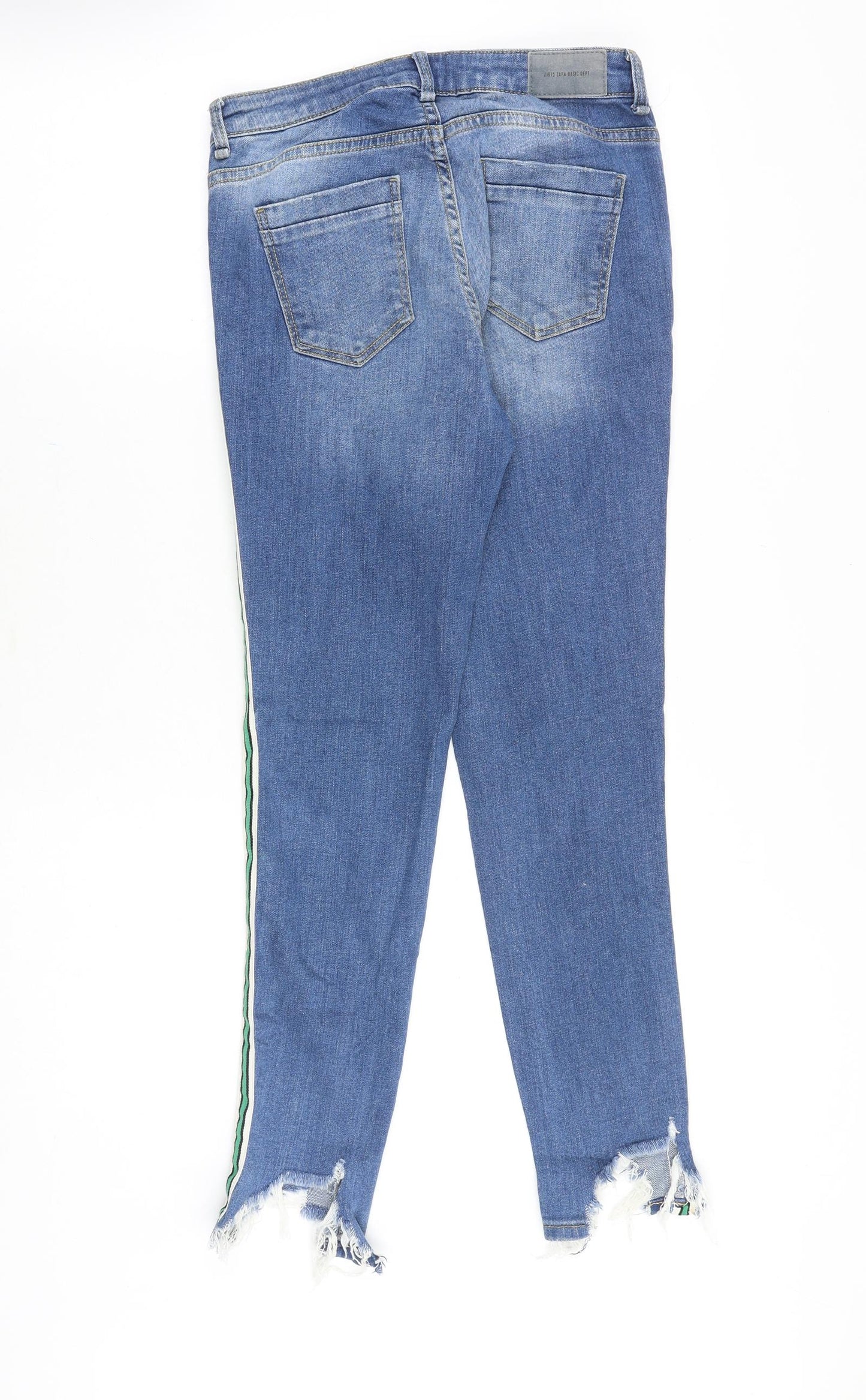 Zara Womens Blue Cotton Skinny Jeans Size 10 Slim Zip