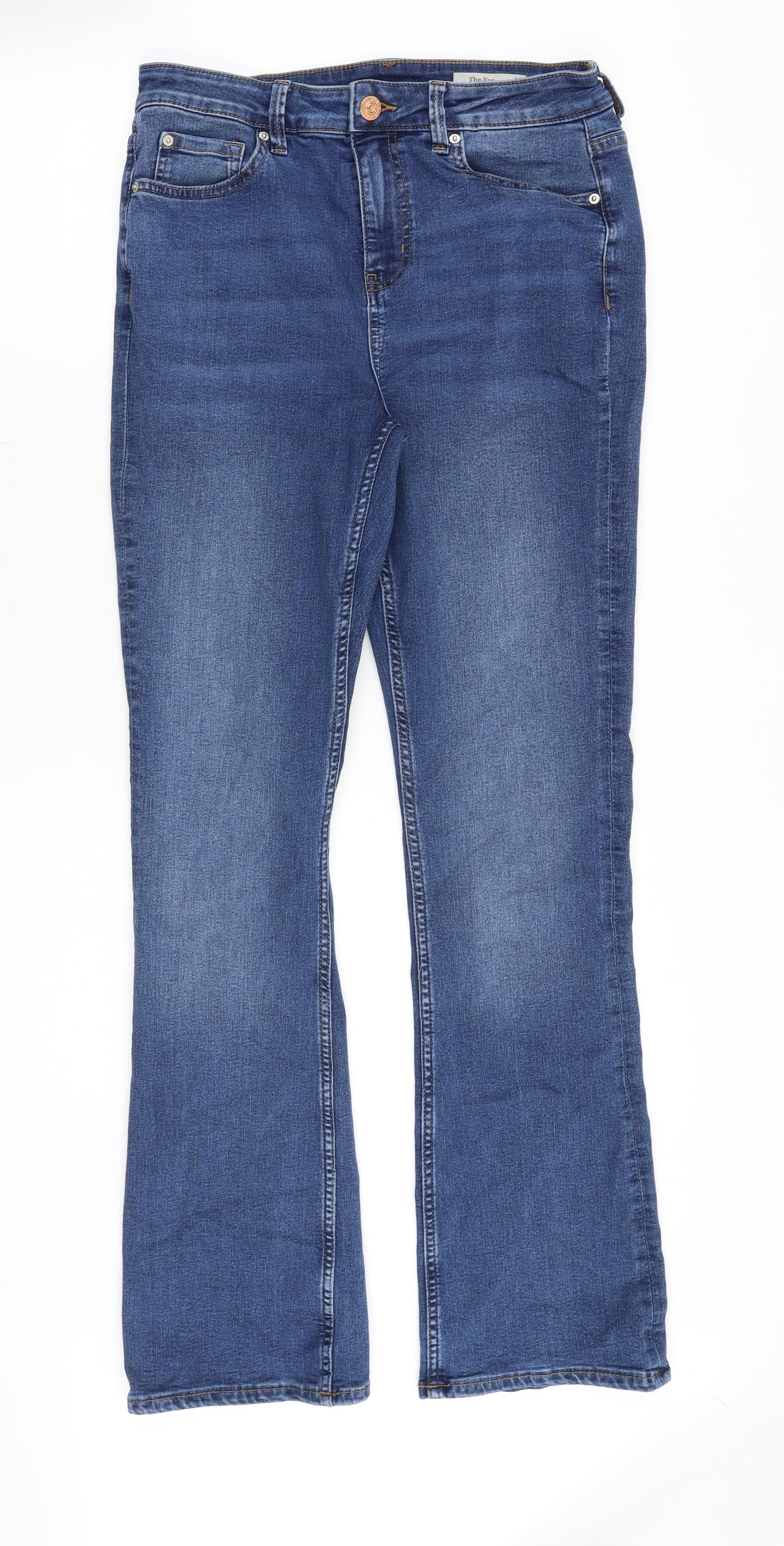 Marks and Spencer Womens Blue Cotton Bootcut Jeans Size 12 Regular Zip