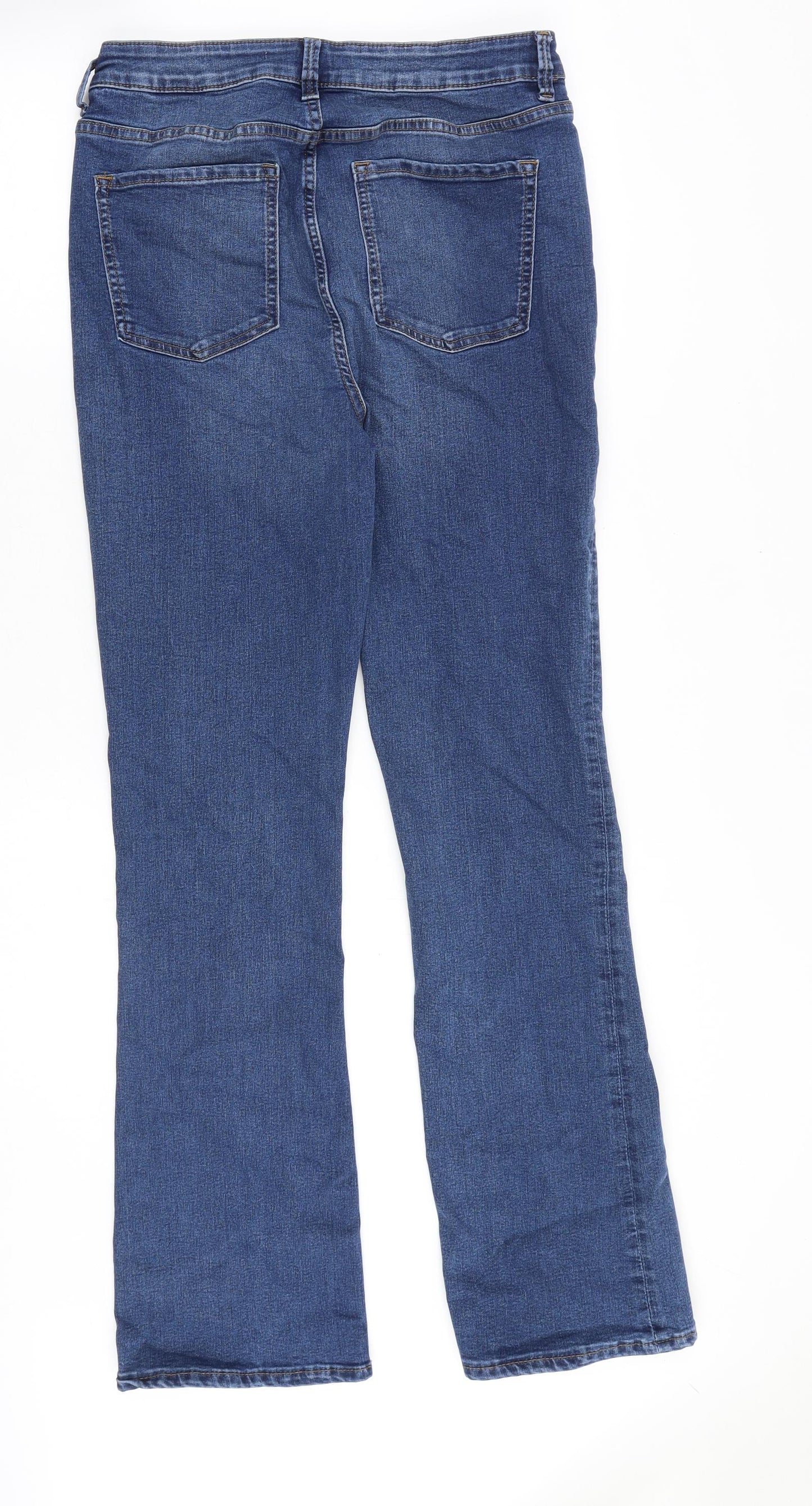 Marks and Spencer Womens Blue Cotton Bootcut Jeans Size 12 Regular Zip