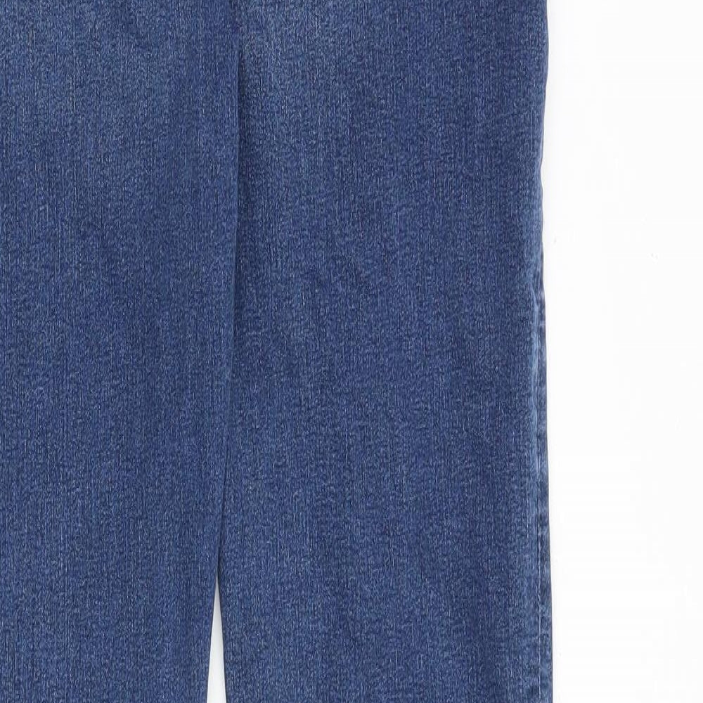 Marks and Spencer Womens Blue Cotton Bootcut Jeans Size 12 Regular Zip