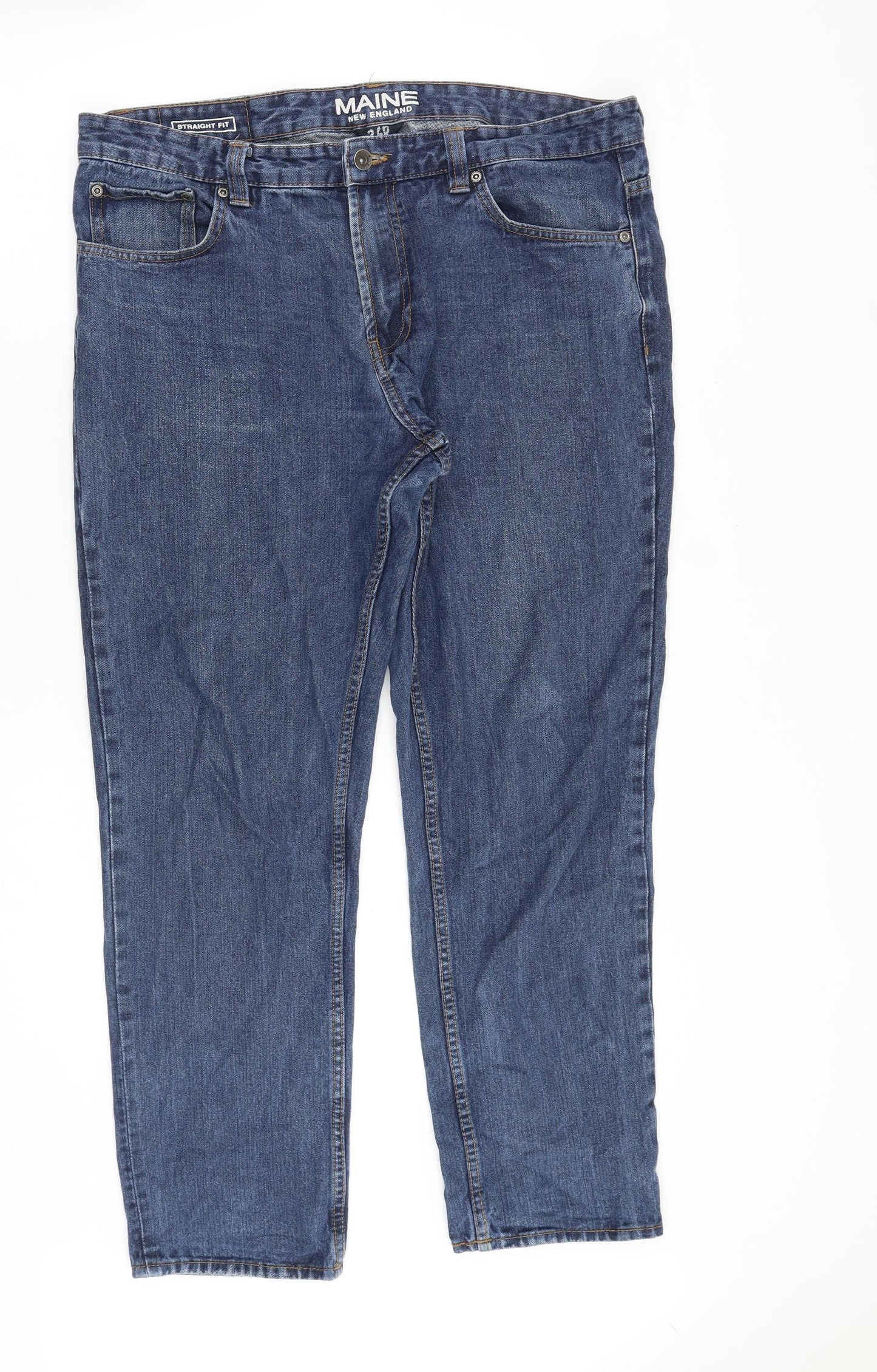 Maine Mens Blue Cotton Straight Jeans Size 36 in Regular Zip