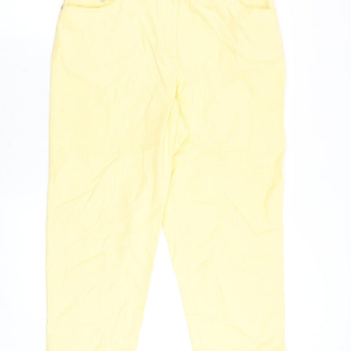 Preworn Womens Yellow Cotton Straight Jeans Size 34 in Regular Button