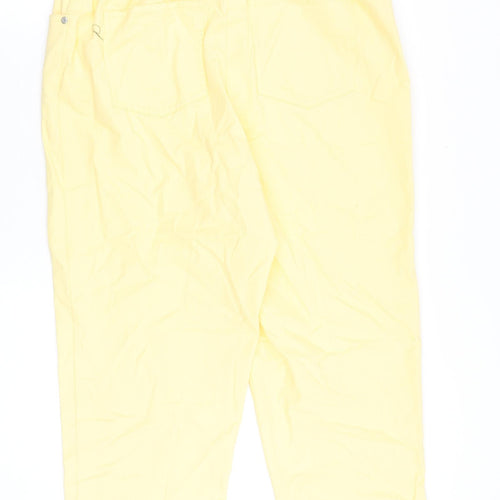 Preworn Womens Yellow Cotton Straight Jeans Size 34 in Regular Button