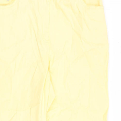 Preworn Womens Yellow Cotton Straight Jeans Size 34 in Regular Button