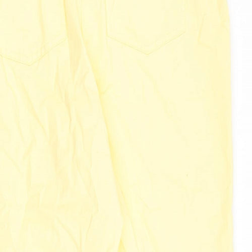 Preworn Womens Yellow Cotton Straight Jeans Size 34 in Regular Button