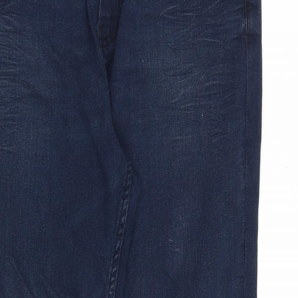 Marks and Spencer Womens Blue Cotton Straight Jeans Size 16 Regular Zip
