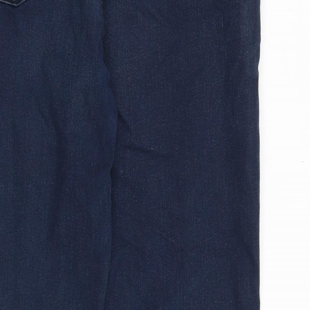 Marks and Spencer Womens Blue Cotton Straight Jeans Size 16 Regular Zip