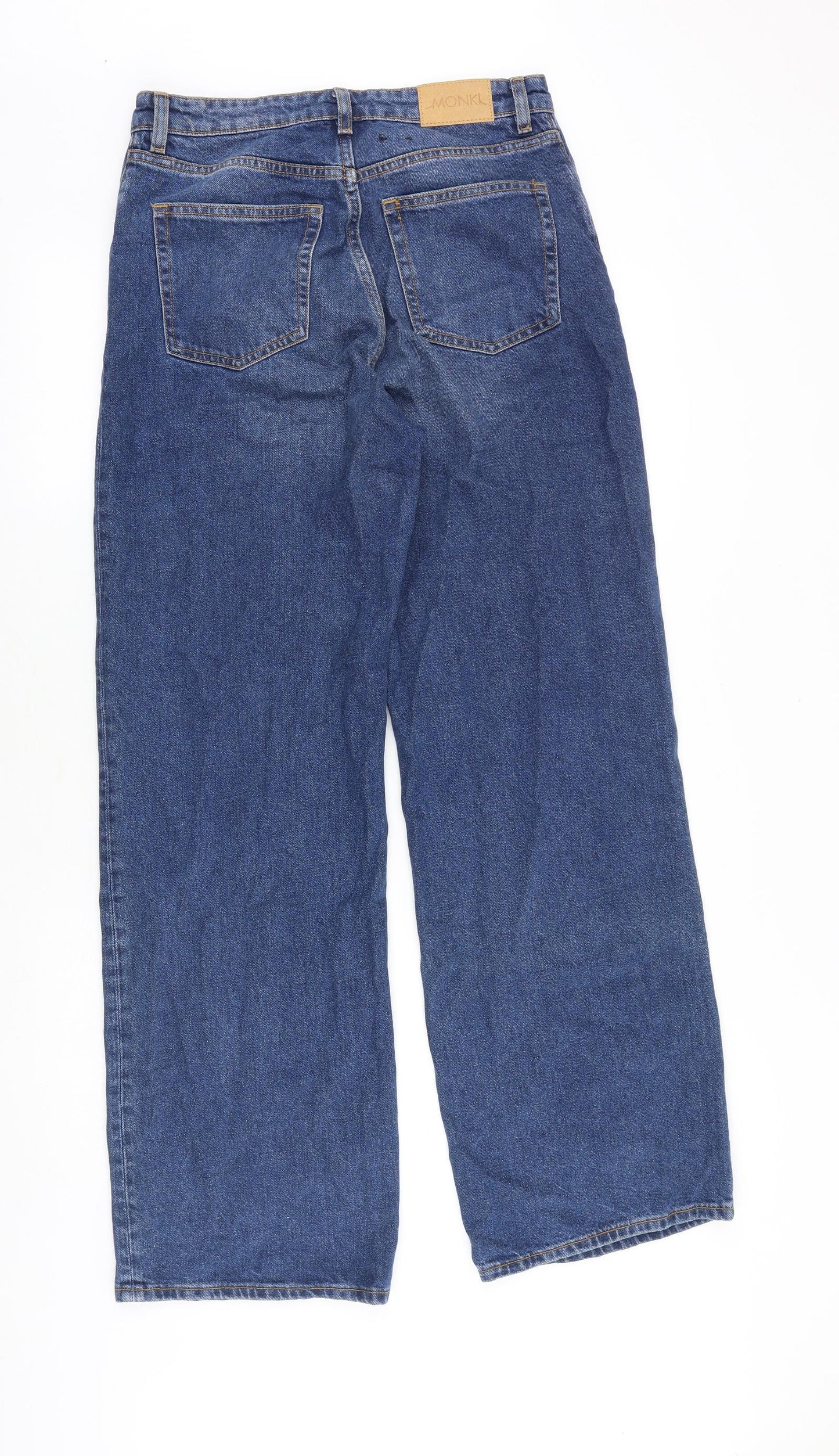 Monki Womens Blue Cotton Wide-Leg Jeans Size 30 in Regular Zip