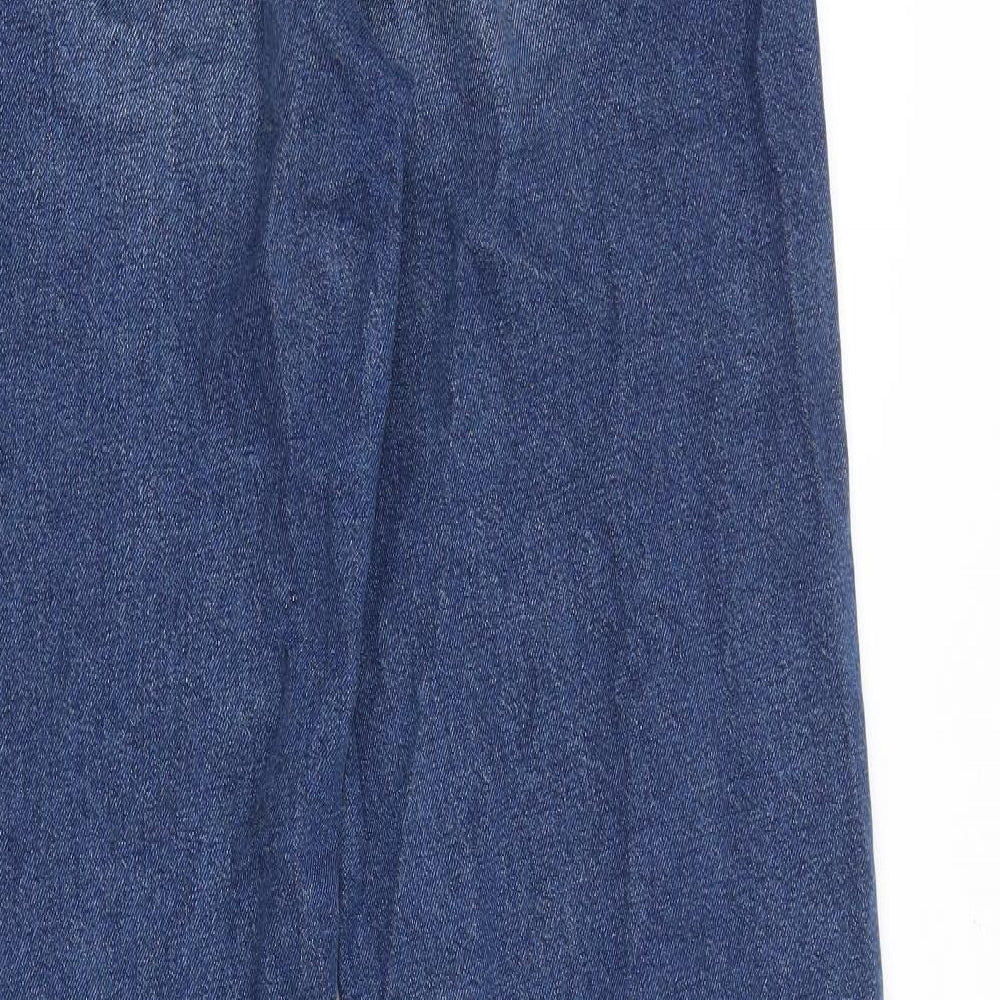Monki Womens Blue Cotton Wide-Leg Jeans Size 30 in Regular Zip