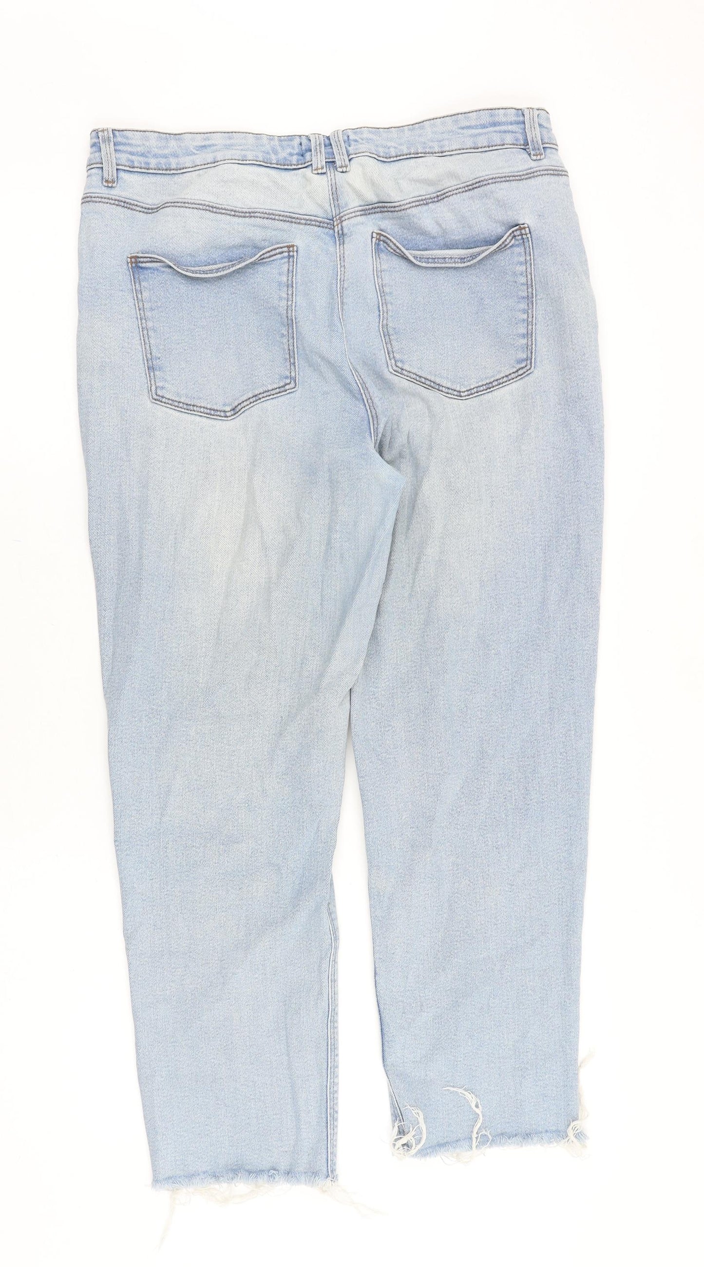 Papaya Womens Blue Cotton Straight Jeans Size 14 Regular Zip