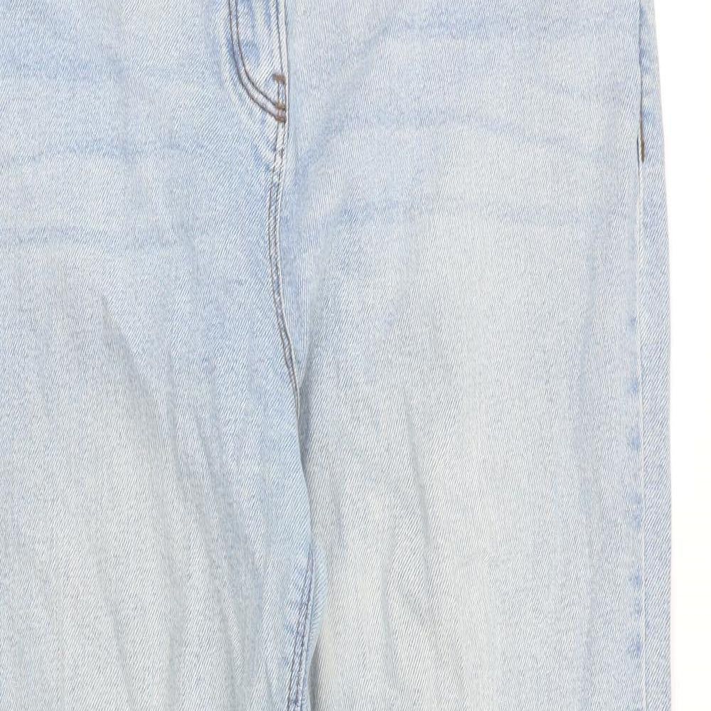 Papaya Womens Blue Cotton Straight Jeans Size 14 Regular Zip